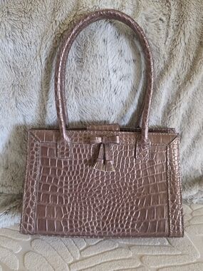Vintage Liz Claiborne Great Expectations Y2K Chocolate Croc Embossed, Purse Bag